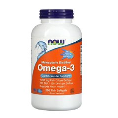 Now Foods Рыбий жир Omega-3 Molecularly Distilled, Fish Softgels ( 200 капсул )